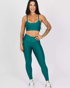 Conjunto Legging Básica + Top Bia Compressão Verde Esmeralda