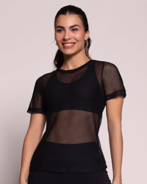 Camiseta Tela Tule Preto